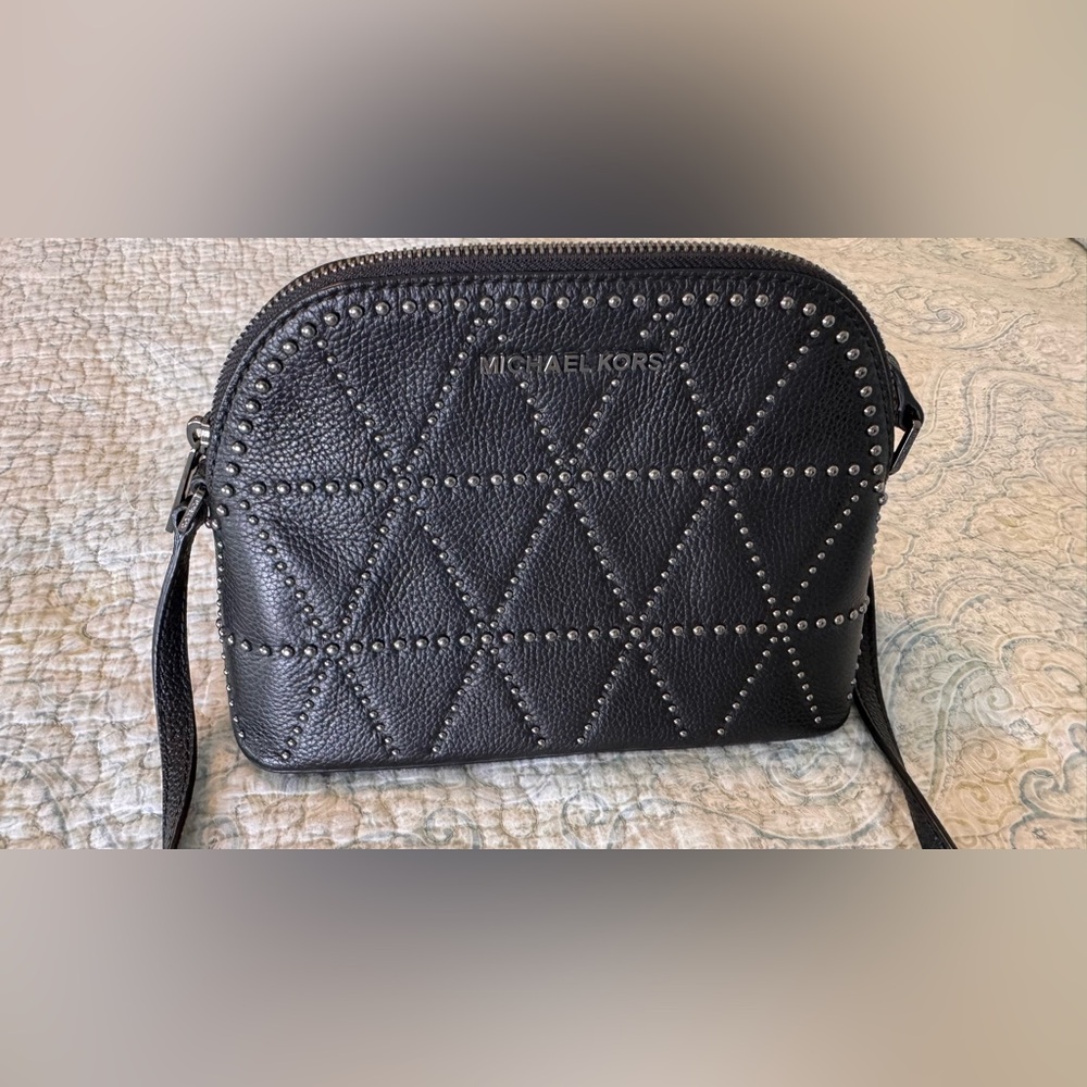 Michael Kors ADELE MD Dome studded Crossbody Black